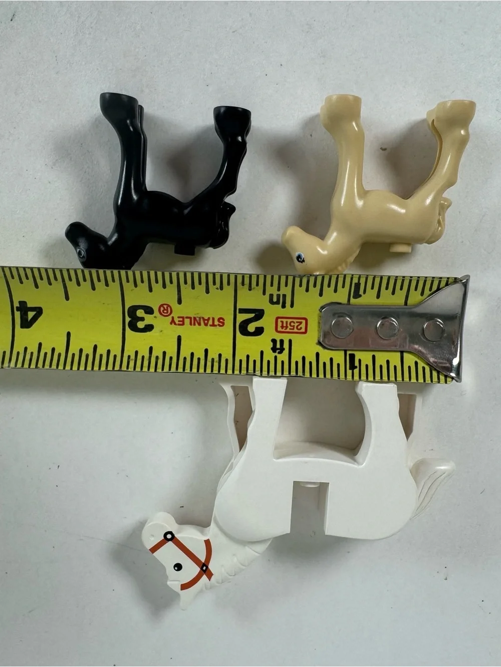 Lego Lot Of 3 Horse Figures White Black Beige 1.5
